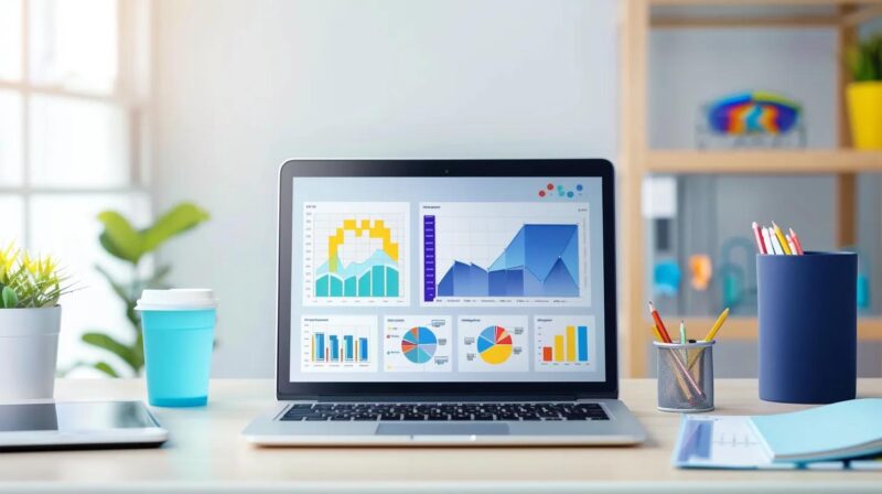 Modern workspace with a laptop showing website audit tools, representing technical SEO