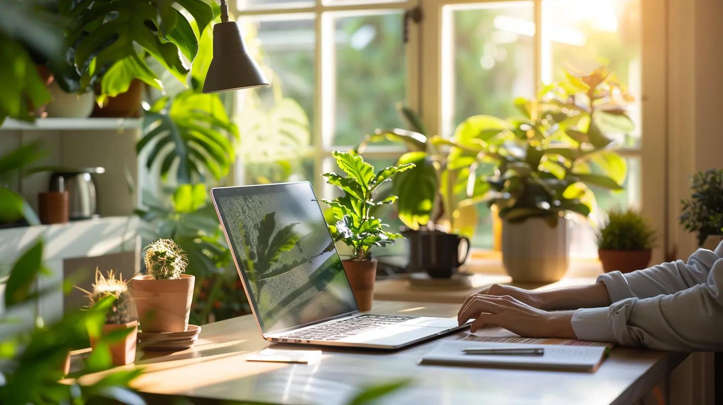 Content creator developing engaging material for organic growth in a bright workspace