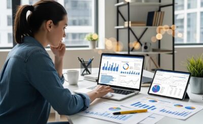 Digital marketing professional analyzing competitor data for SEO strategy