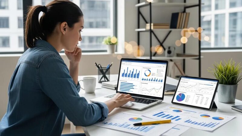 Digital marketing professional analyzing competitor data for SEO strategy