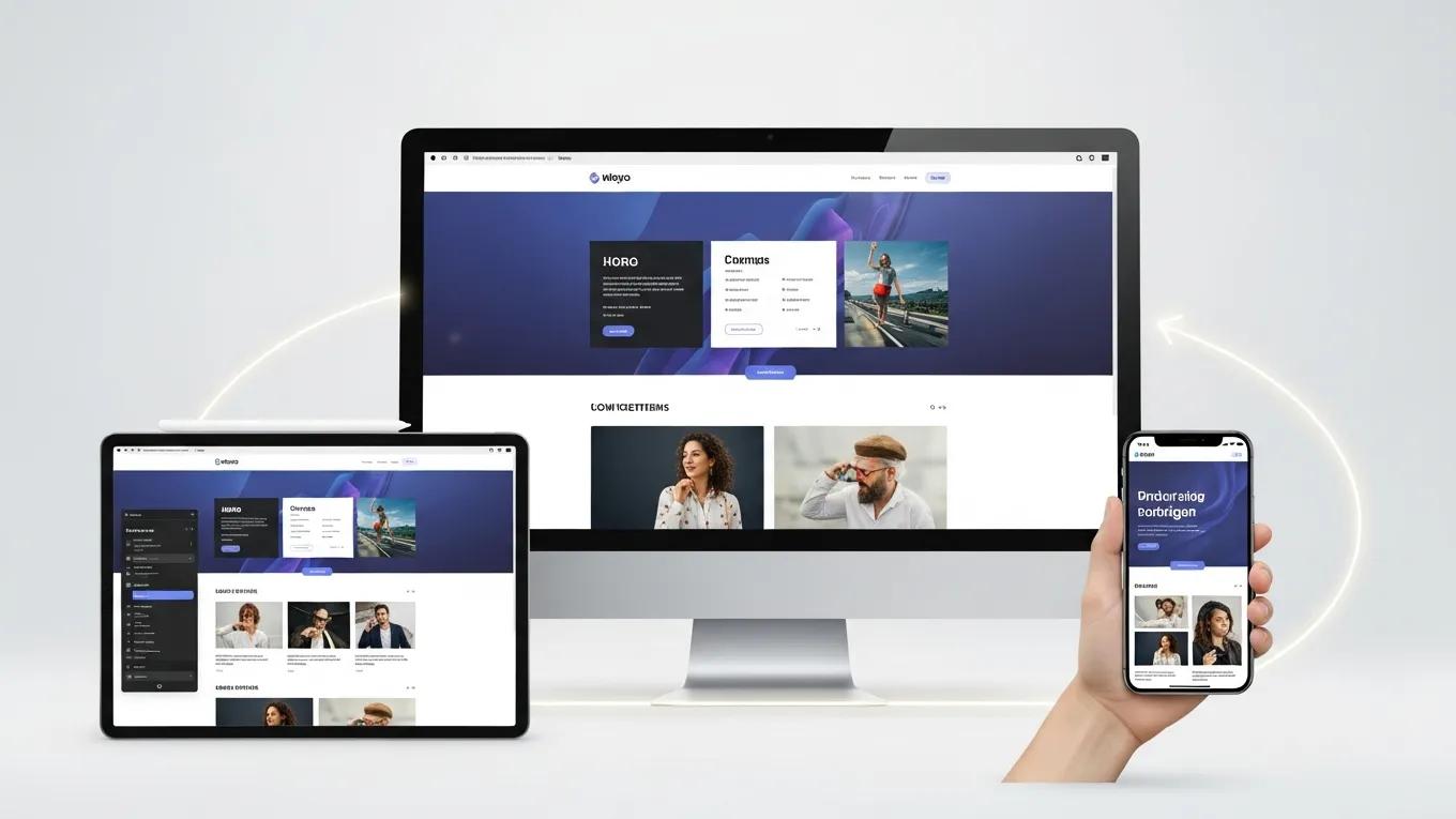 Illustration of responsive web design across multiple devices emphasizing adaptability