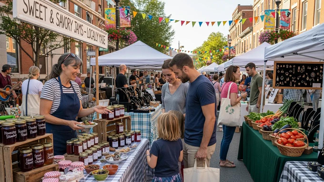 Local business owner engaging with the community at a street fair, emphasizing the importance of community involvement for citations