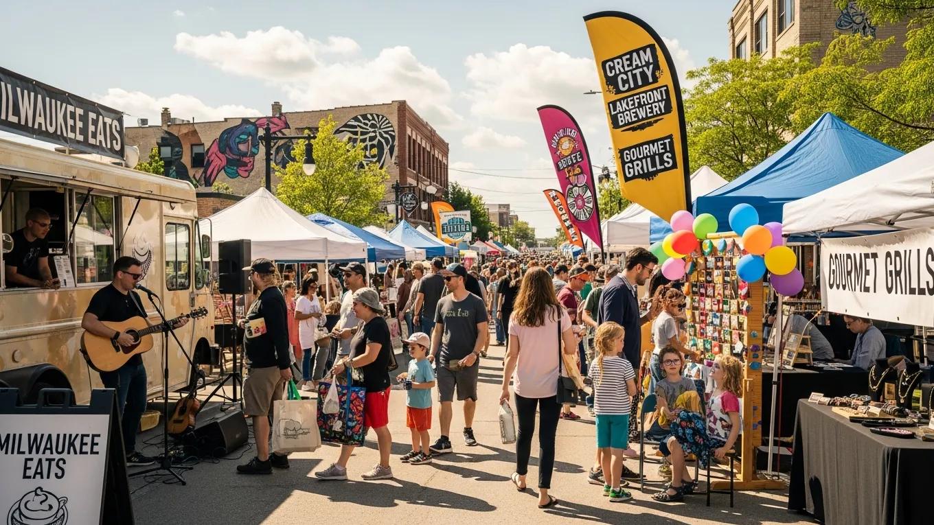 Local businesses engaging with the community at an event