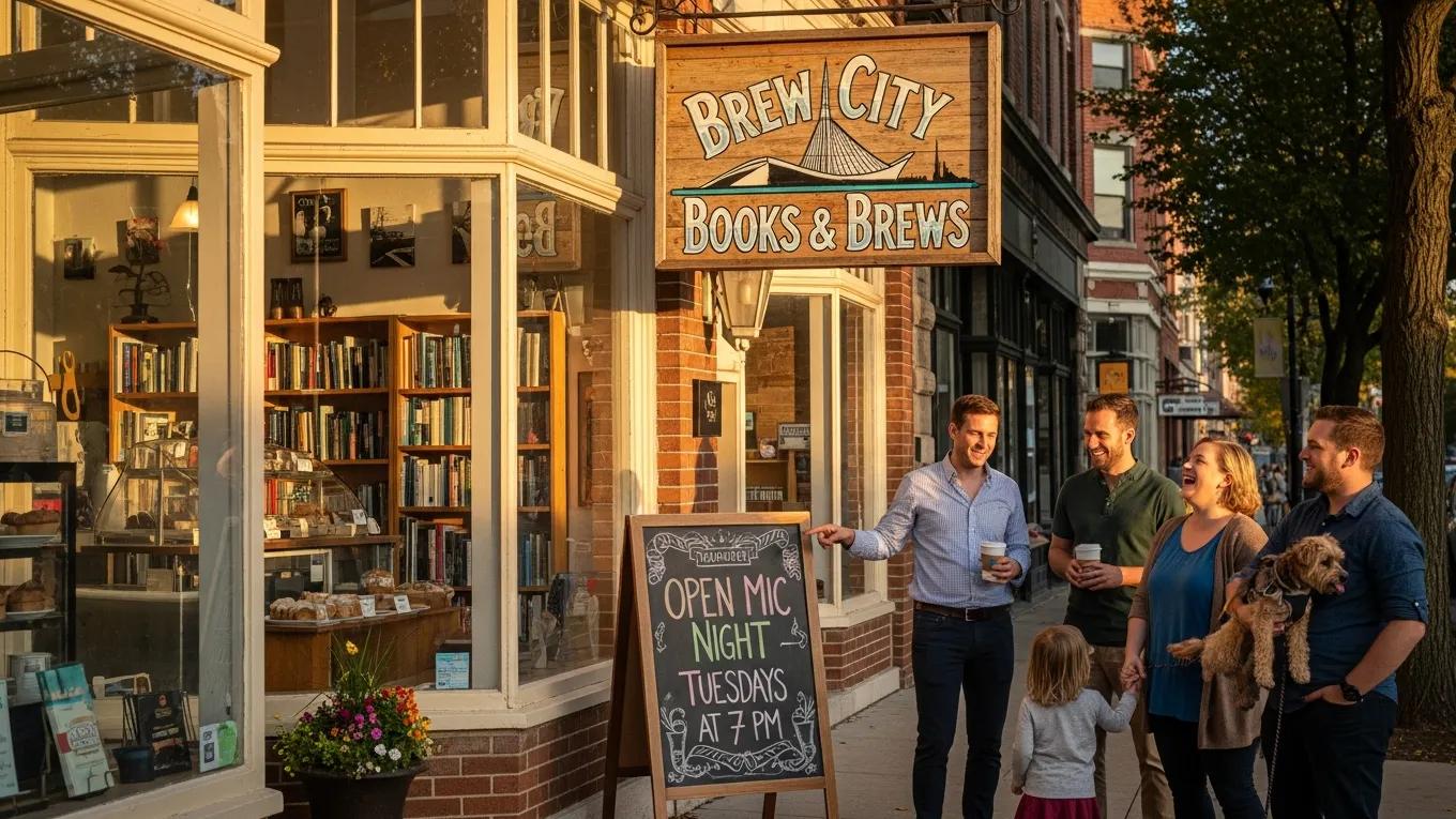 Local Milwaukee business storefront with community engagement