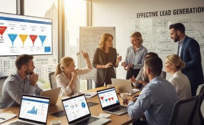 Milwaukee business owners collaborating on PPC advertising strategies in a modern office
