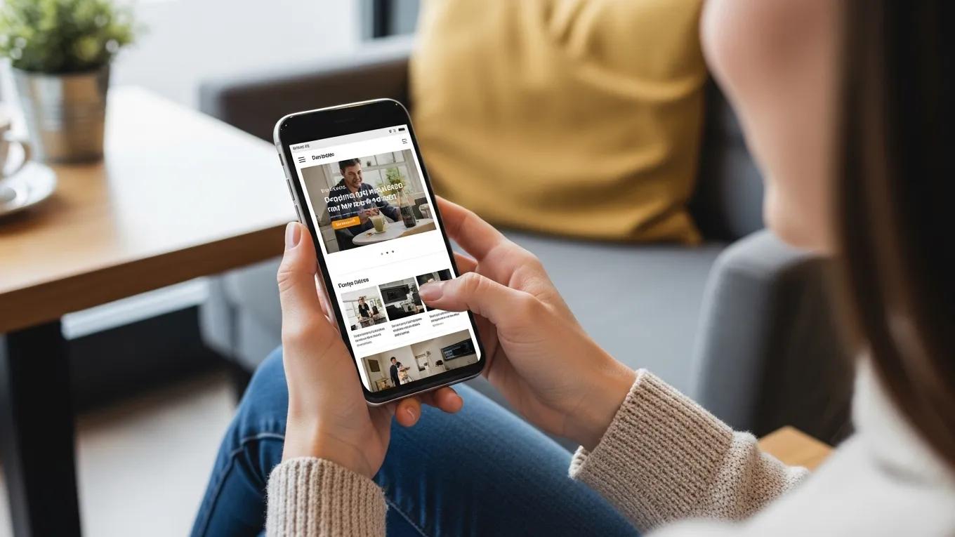 User enjoying a seamless mobile experience in a café, highlighting improved user experience through mobile SEO